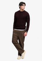 Superdry Cotton Cable Knit Crew in Winter Port full length view