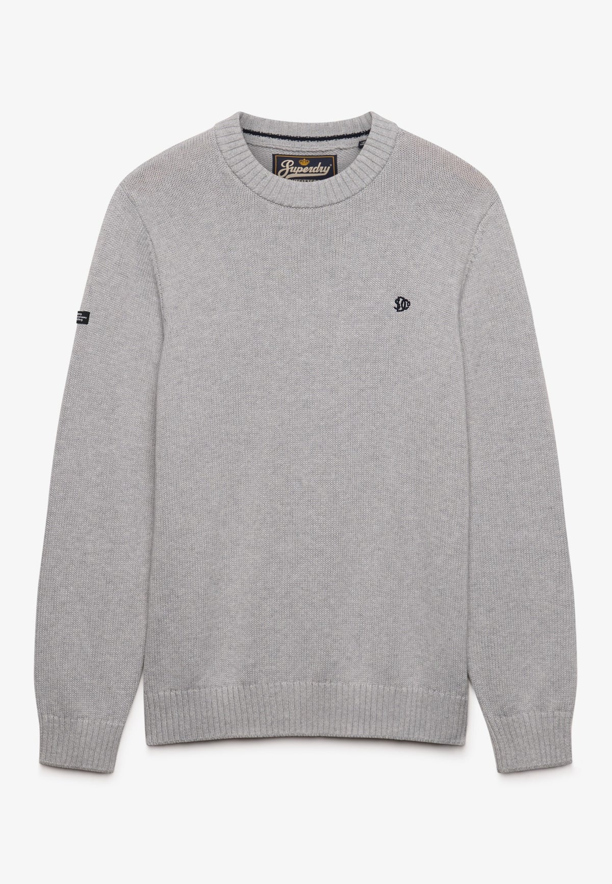 Superdry Preppy Cotton Jumper in Elkstone Grey front view