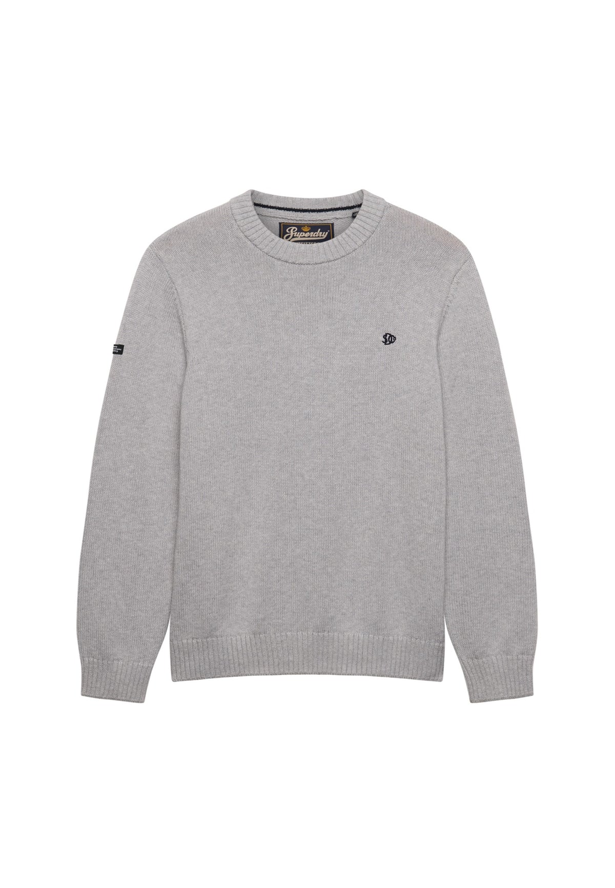 Superdry Preppy Cotton Jumper in Elkstone Grey angled view