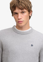 Superdry Preppy Cotton Jumper in Elkstone Grey on model