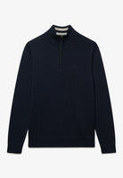 Superdry Cotton Half Zip Knit in Navy front view