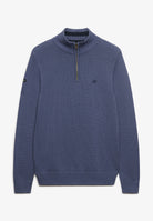 Superdry Cotton Half Zip Knit in Soft Navy side view