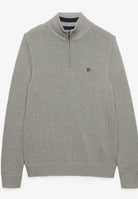 Superdry Cotton Half Zip Knit in Grey Marl angled view