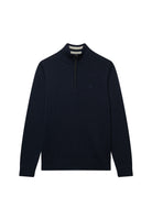 Superdry Cotton Half Zip Knit in Navy angled view