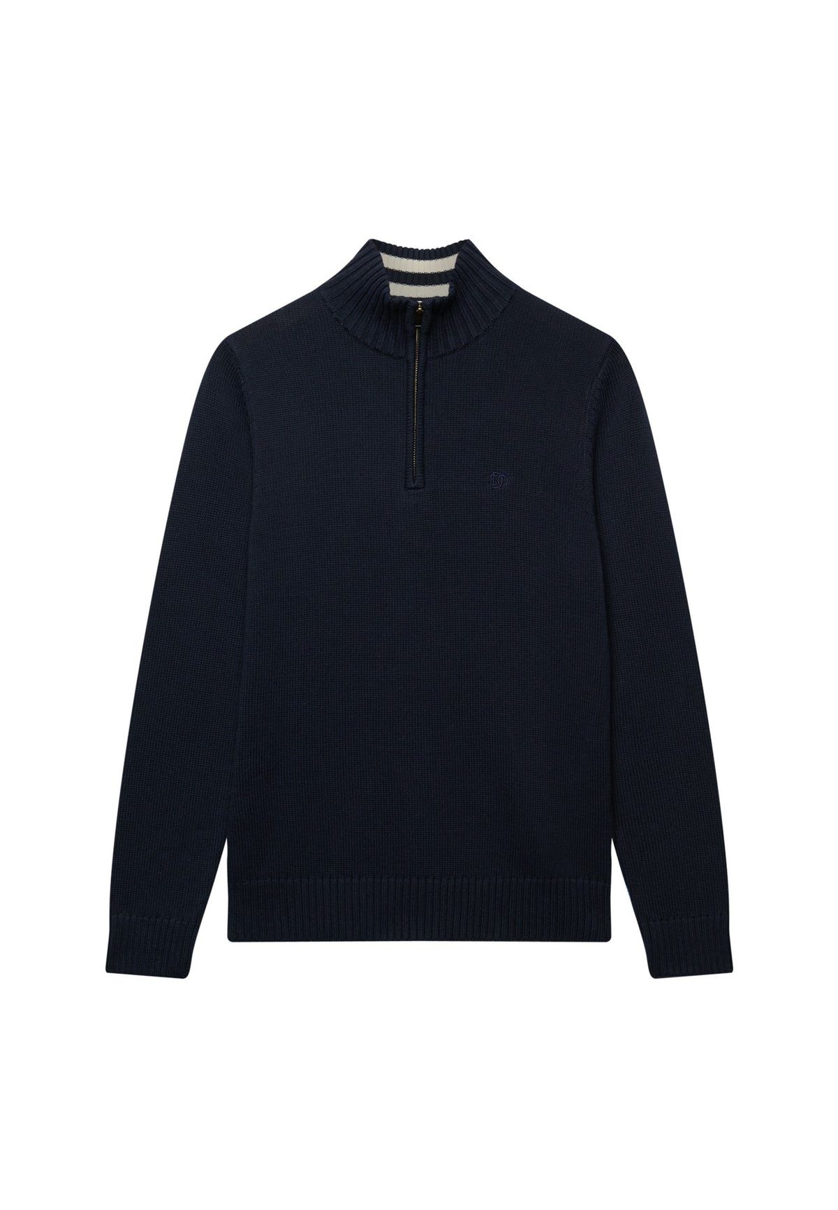 Superdry Cotton Half Zip Knit in Navy angled view