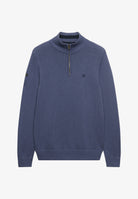 Superdry Cotton Half Zip Knit in Soft Navy close-up detail