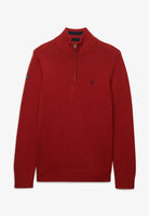 Superdry Cotton Half Zip Knit in Expedition Red angled view