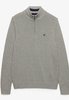 Superdry Cotton Half Zip Knit in Grey Marl side view