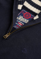 Superdry Cotton Half Zip Knit in Navy zip detail