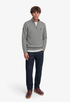 Superdry Cotton Half Zip Knit in Grey Marl full length view