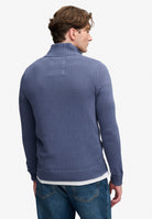 Superdry Cotton Half Zip Knit in Soft Navy back view