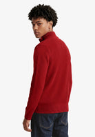 Superdry Cotton Half Zip Knit in Expedition Red back view on model