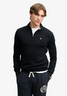 Superdry Preppy Essential Cotton Half Zip in Black on model