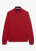 Superdry Prep Essential Cotton Half Zip in Crimson Red Marl front view