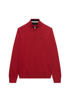 Superdry Prep Essential Cotton Half Zip in Crimson Red Marl angled view