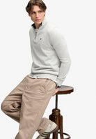 Superdry Prep Essential Cotton Half Zip in Lightning Grey Marl full length view