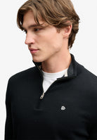Superdry Preppy Essential Cotton Half Zip in Black half zip collar detail