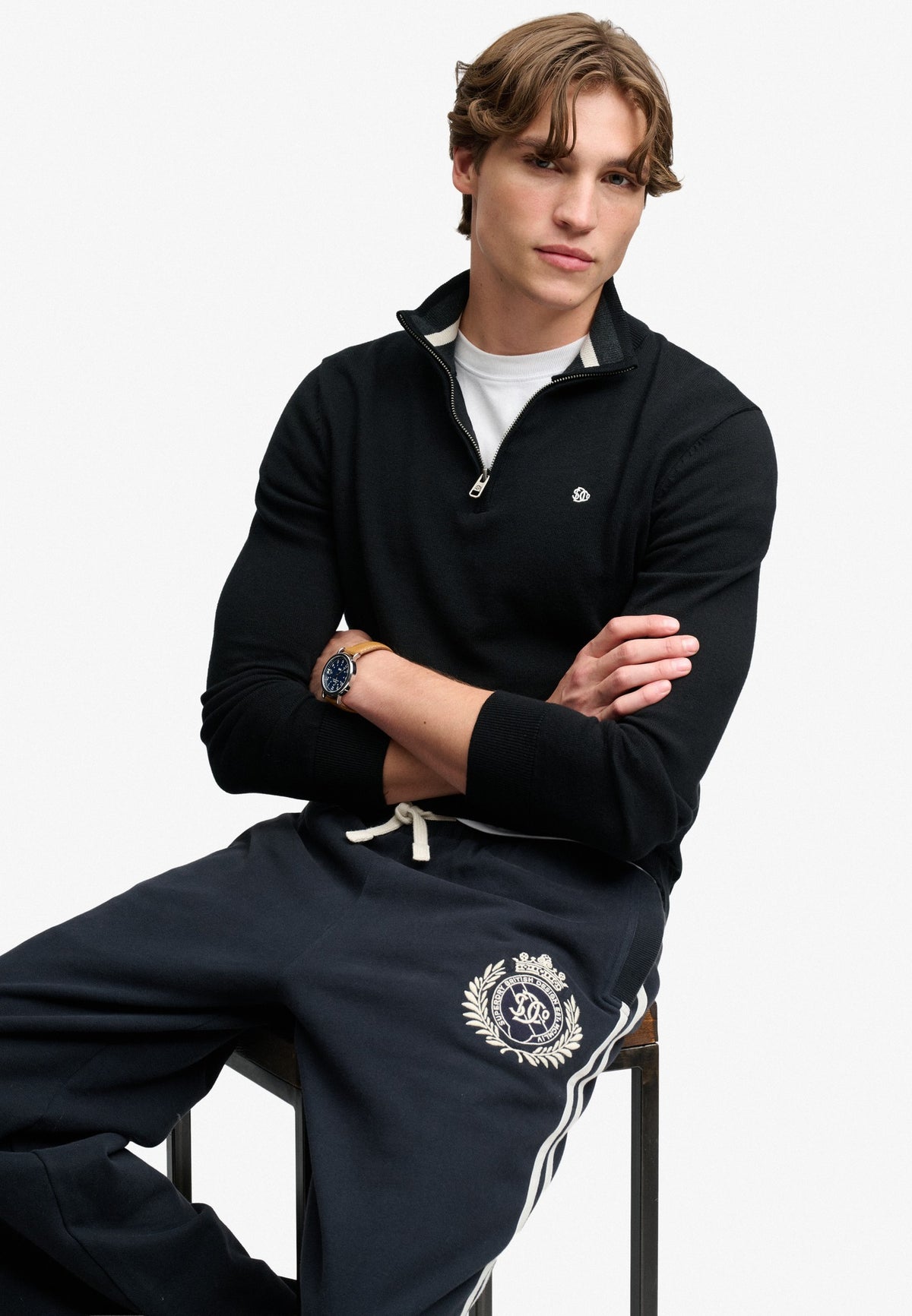 Superdry Preppy Essential Cotton Half Zip in Black