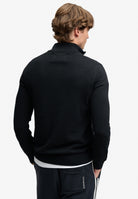 Superdry Preppy Essential Cotton Half Zip in Black back view on model