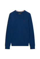 Superdry Prep Essential Cotton Jumper in Pilot Blue Marl flat front view