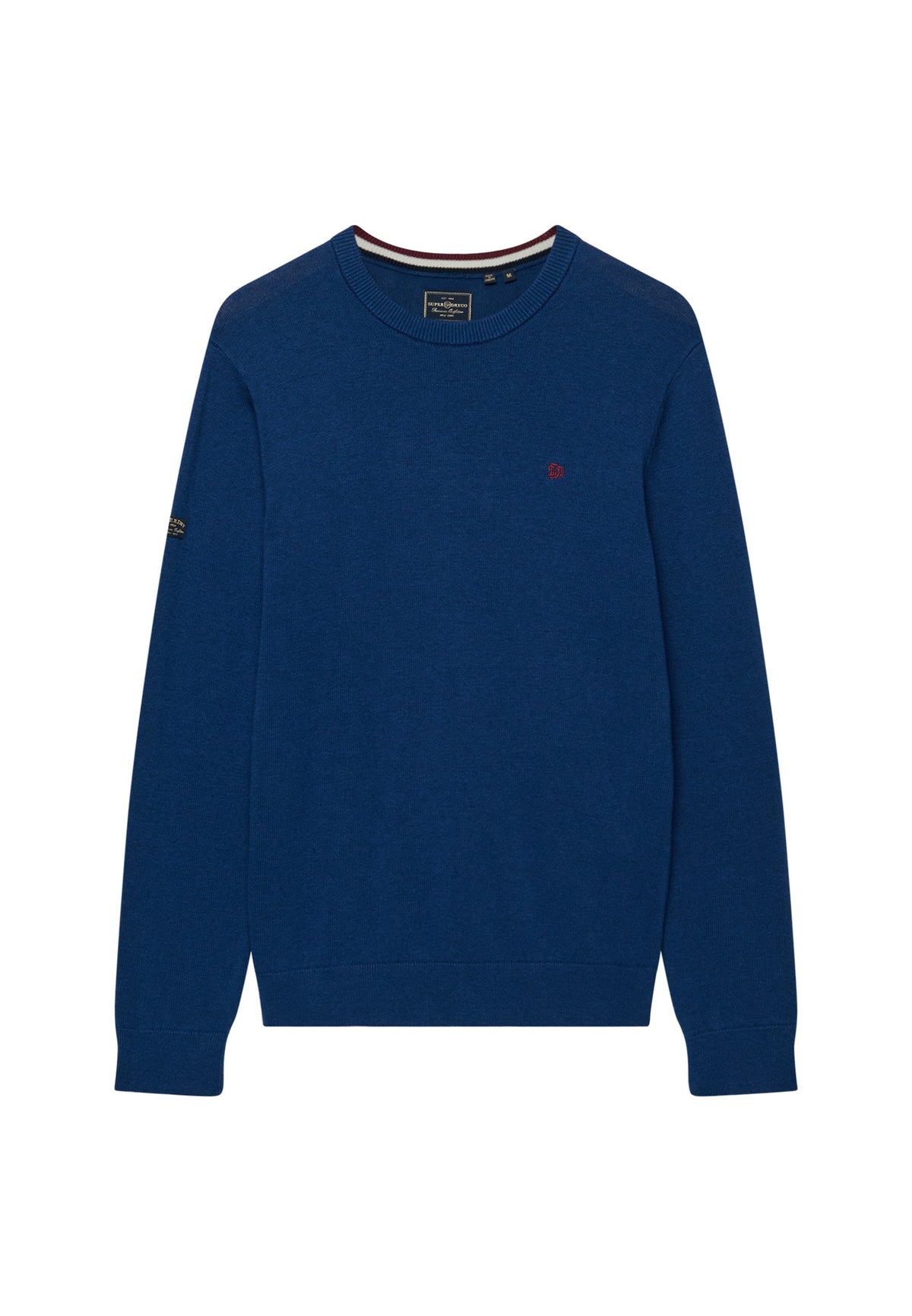 Superdry Prep Essential Cotton Jumper in Pilot Blue Marl flat front view