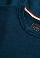 Superdry Prep Essential Cotton Jumper in Pilot Blue Marl collar and neck label detail