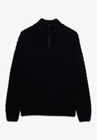 Superdry Jacob Cable Half Zip Knit in Eclipse Navy front view