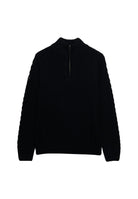 Superdry Jacob Cable Half Zip Knit in Eclipse Navy angled view