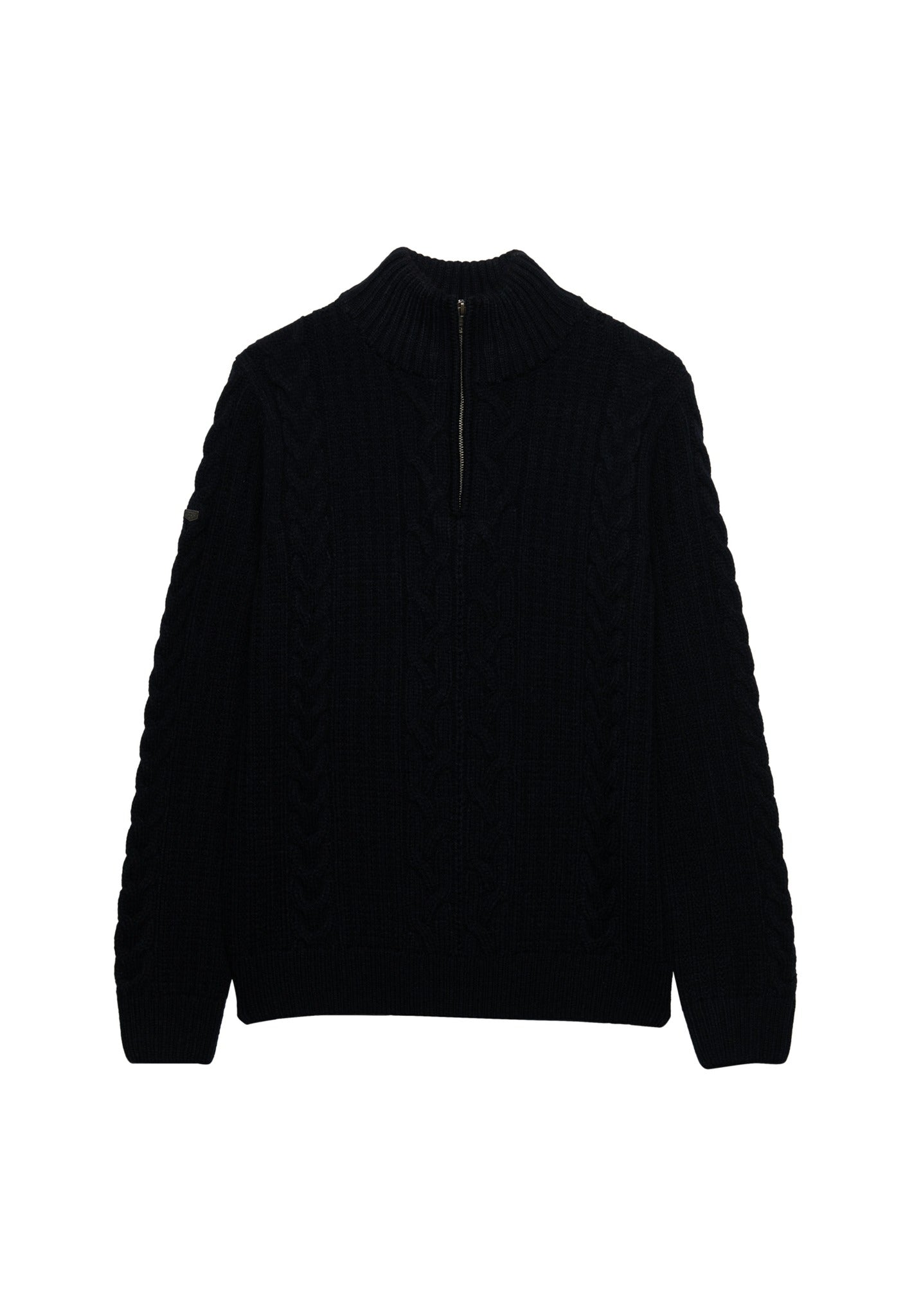 Superdry Jacob Cable Half Zip Knit in Eclipse Navy angled view