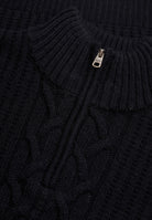 Superdry Jacob Cable Half Zip Knit in Eclipse Navy half zip collar detail