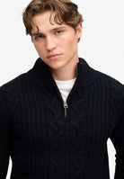 Superdry Jacob Cable Half Zip Knit in Eclipse Navy half model view