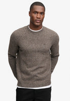 Superdry Brushed Knitted Jumper in Cocoa Brown Fleck on model