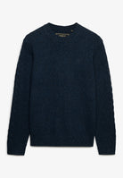 Superdry Brushed Knitted Jumper in Dark Navy Fleck front view
