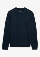 Superdry Brushed Knitted Jumper in Dark Navy Fleck angled view