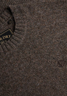 Superdry Brushed Knitted Jumper in Cocoa Brown Fleck textured knit fabric detail