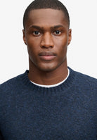 Superdry Brushed Knitted Jumper in Dark Navy Fleck side view