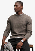 Superdry Brushed Knitted Jumper in Cocoa Brown Fleck seated view