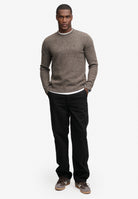 Superdry Brushed Knitted Jumper in Cocoa Brown Fleck full length view