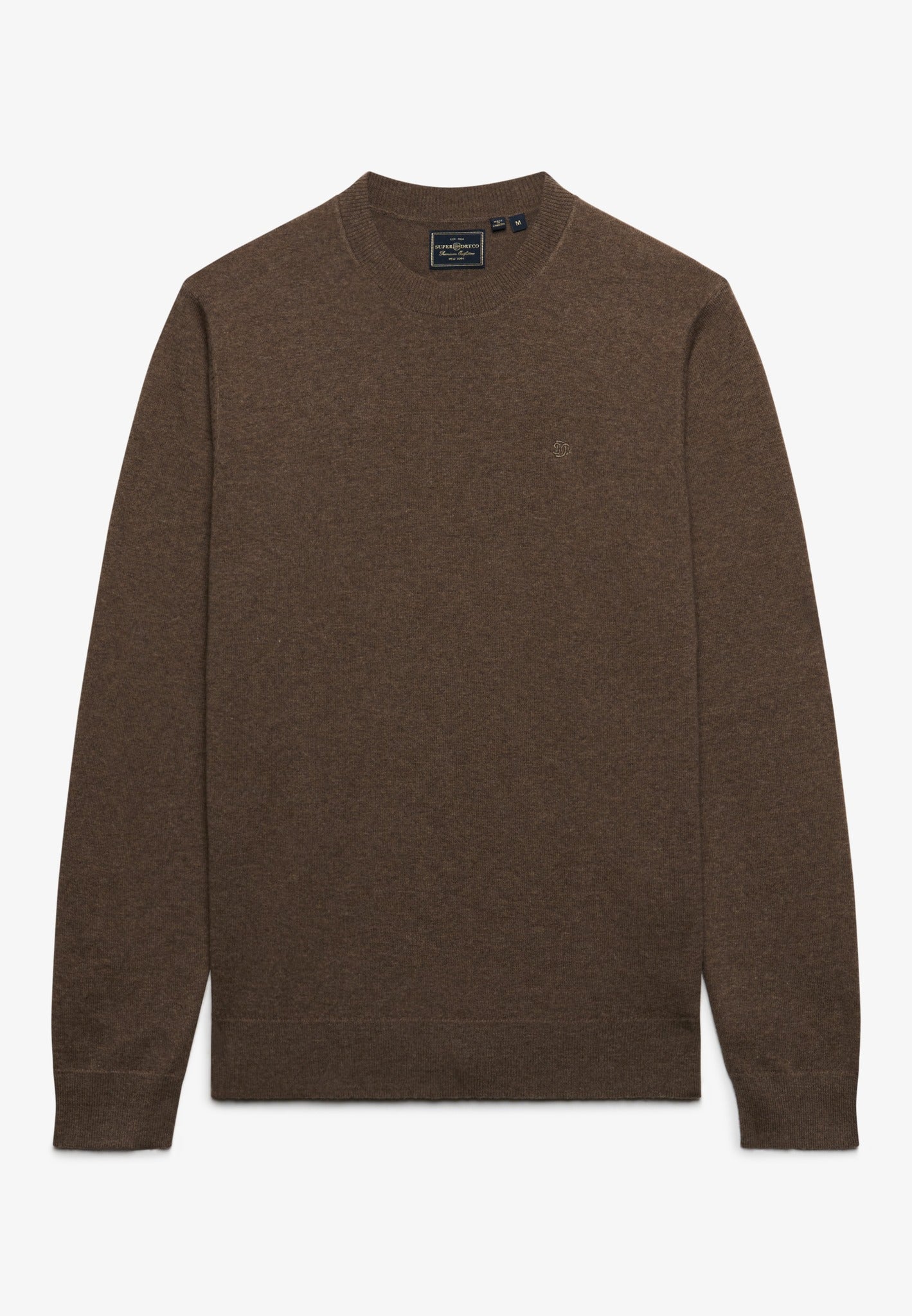 Superdry Essential Lightweight Wool Blend Jumper in Biscuit Brown Marl front view