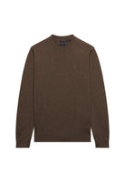 Superdry Essential Lightweight Wool Blend Jumper in Biscuit Brown Marl angled view