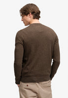 Superdry Essential Lightweight Wool Blend Jumper in Biscuit Brown Marl back model view