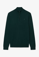 Superdry Essential Lightweight Wool Blend Half Zip Jumper in Deep Pine Green front view
