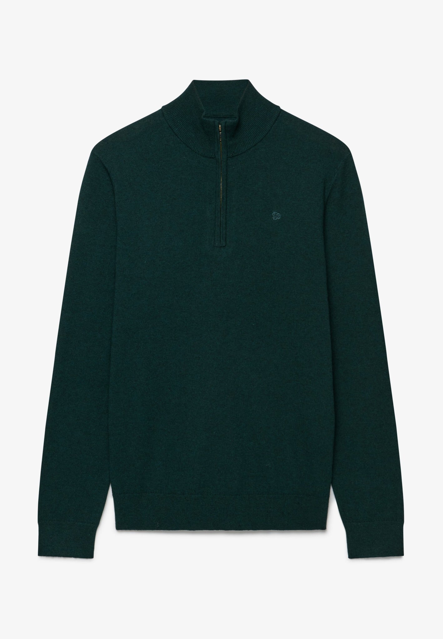 Superdry Essential Lightweight Wool Blend Half Zip Jumper in Deep Pine Green front view