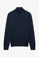 Superdry Essential Lightweight Wool Blend Half Zip Jumper in Rich Navy Marl front view
