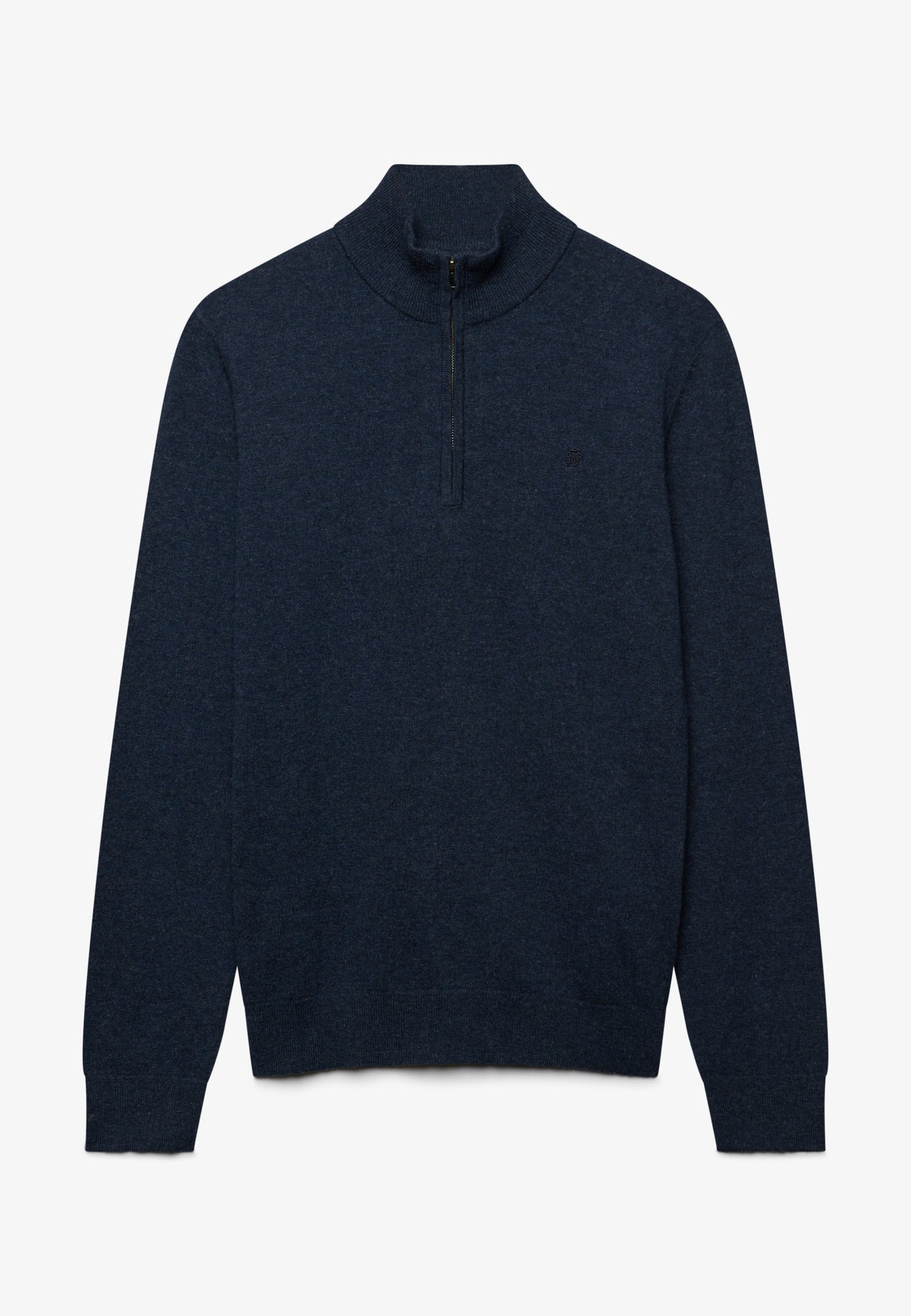 Superdry Essential Lightweight Wool Blend Half Zip Jumper in Rich Navy Marl front view