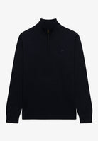 Superdry Essential Lightweight Wool Blend Half Zip Jumper in Deepest Navy front view