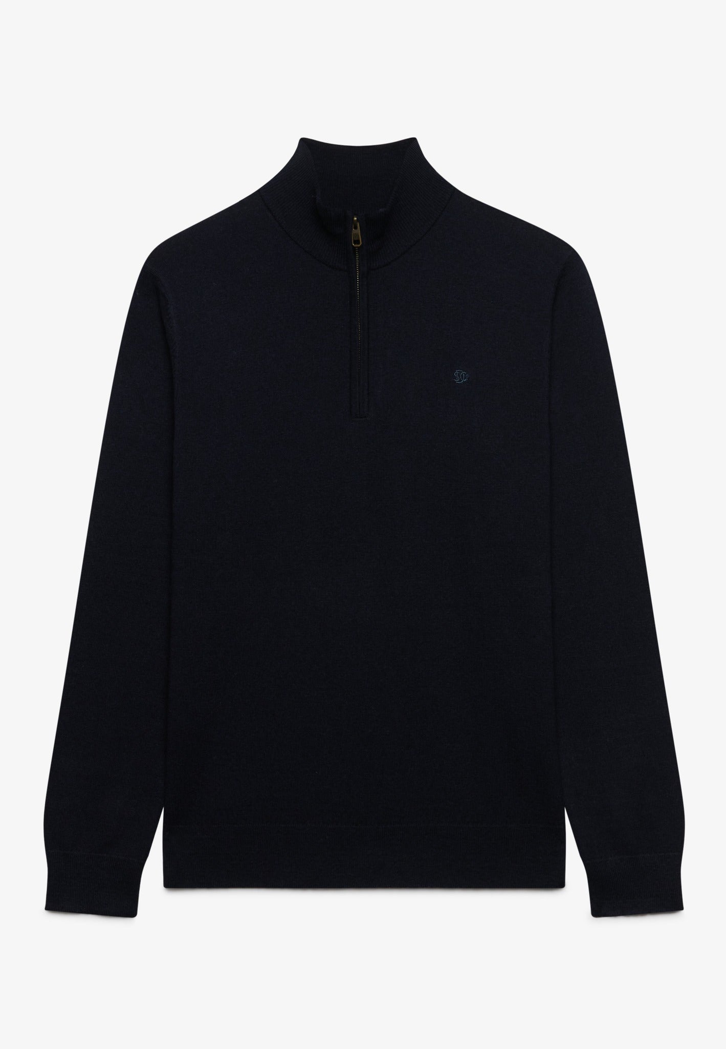 Superdry Essential Lightweight Wool Blend Half Zip Jumper in Deepest Navy front view