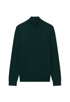Superdry Essential Lightweight Wool Blend Half Zip Jumper in Deep Pine Green angled view