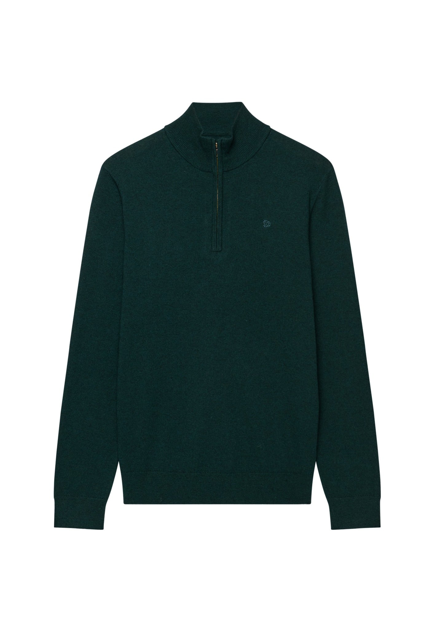 Superdry Essential Lightweight Wool Blend Half Zip Jumper in Deep Pine Green angled view