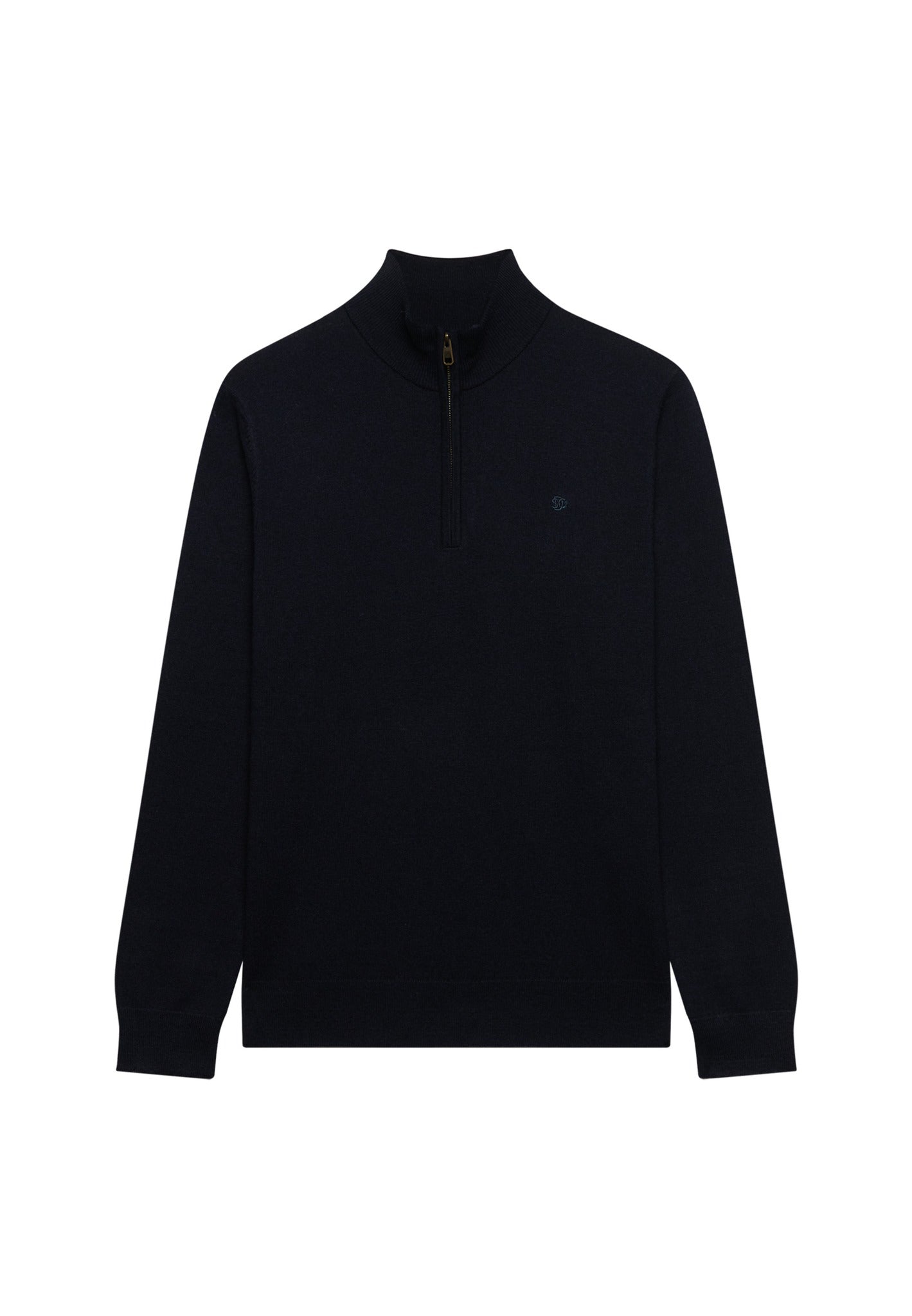 Superdry Essential Lightweight Wool Blend Half Zip Jumper in Deepest Navy angled view